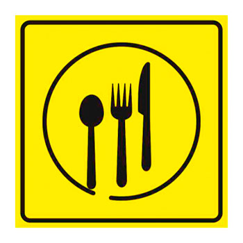 Визуальная пиктограмма «Столовая», ДС53 (полистирол 3 мм, 200х200 мм)